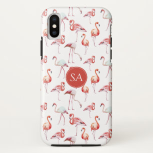Monogrammed Tropische Roze Flamingo Waterverf Case-Mate iPhone Case