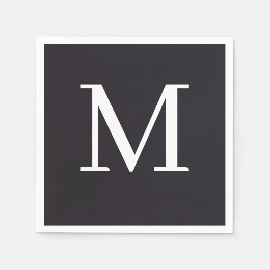 Monogrammed Trouwservet Zwart & Wit Ontwerp Servet (Voorkant)