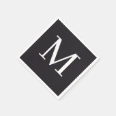 Monogrammed Trouwservet Zwart & Wit Ontwerp Servet (Hoek)