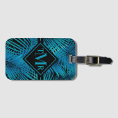 Monogrammed Turquoise Black Palm Bagagelabel (Voorkant (horizontaal))