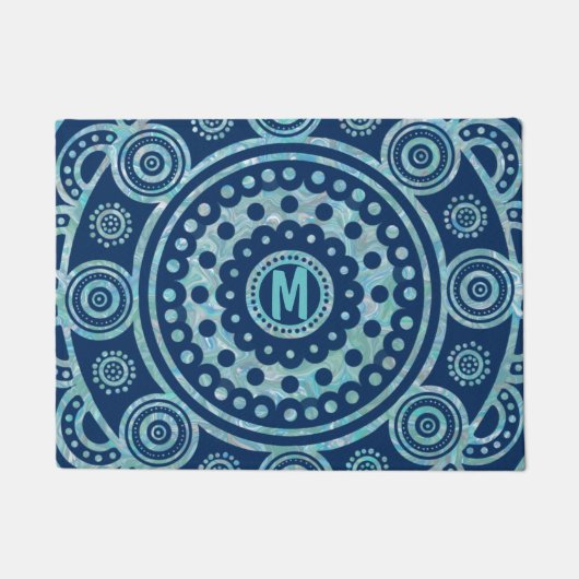 Monogrammed Turquoise Mandala door Mat (Voorkant)