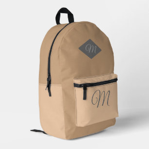 Monogrammed Two-Toned Cream/Tan Bedrukte Rugzak