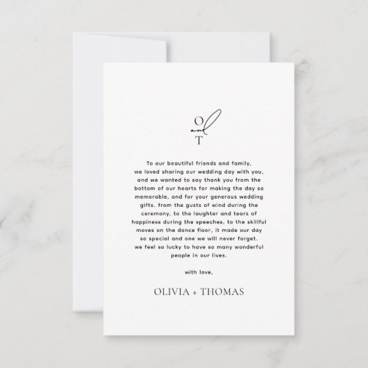 Monogrammed Typography Script Fotobruiloft Bedankkaart (Achterkant)
