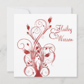 Monogrammed uitnodiging voor het rode en witte vie (Voorkant)