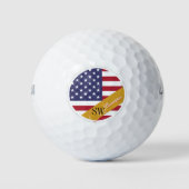 Monogrammed USA Golf & American Flag / Golden Golfballen (Voorkant)
