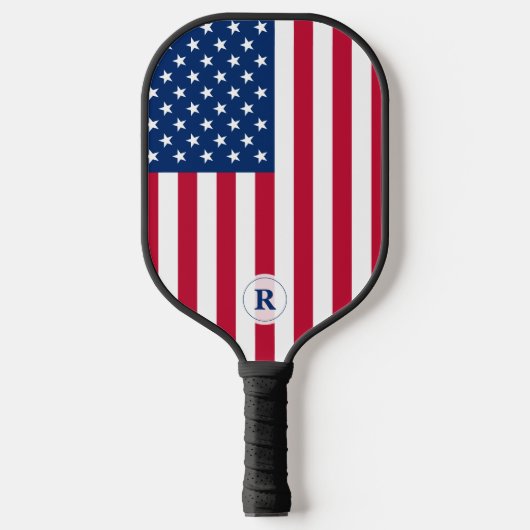Monogrammed USA Vlaggensterren en Stripes Pickleball Paddle (Voorkant)