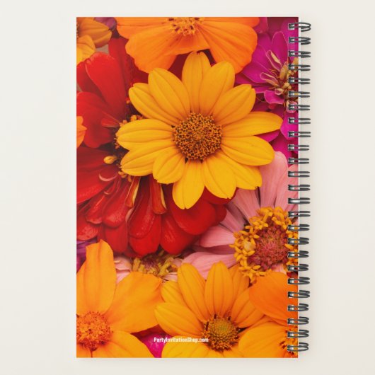 Monogrammed Vibrant Daisies Planner (Achterkant)