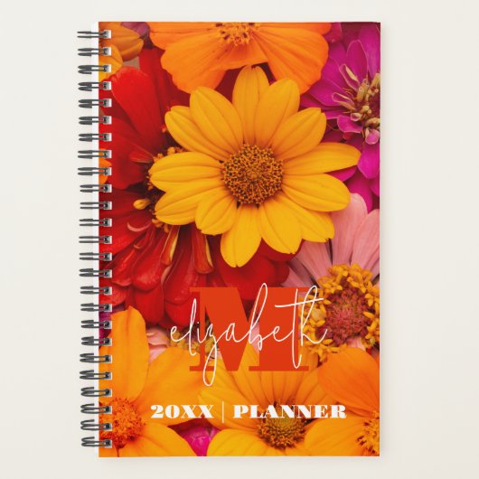 Monogrammed Vibrant Daisies Planner (Voorkant)