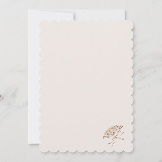 Monogrammed Victoriaans Fan Invitation Kaart (Achterkant)