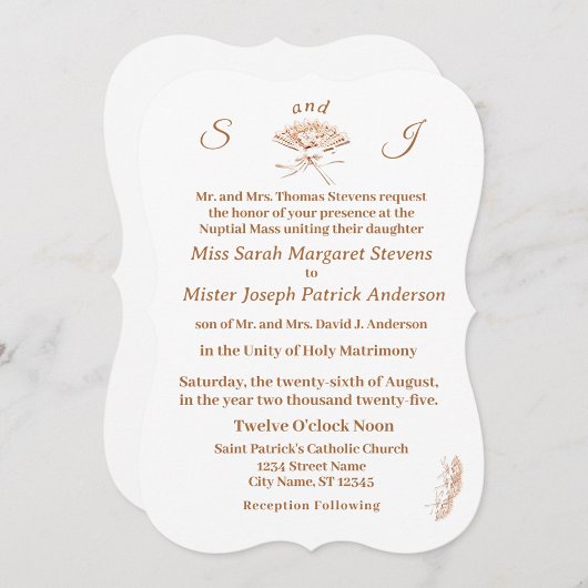 Monogrammed Victoriaans Fan Invitation Kaart