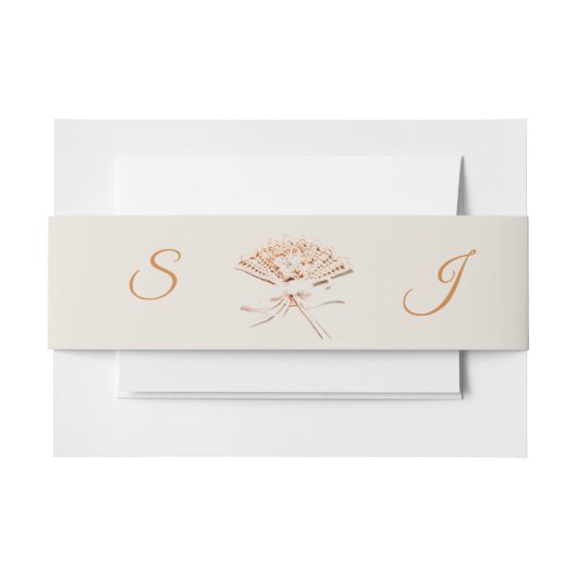 Monogrammed Victoriaans Fan Thema Uitnodigingen Wikkel (Voorkant Voorbeeld)