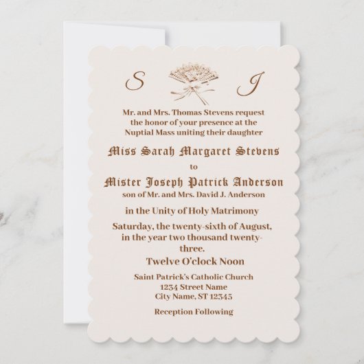 Monogrammed Victoriaans ventilator Kaart (Voorkant)