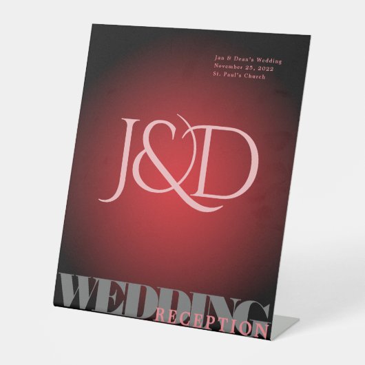 Monogrammed Vignet bruiloft voetstuk teken Reclamebord Met Voetstuk (Voorkant)