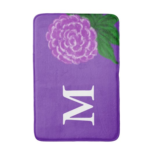 Monogrammed Violet Floral Waterverf Badmat (Voorkant Verticaal)