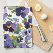 Monogrammed Violet Flowers  Bloemen Plantaardig Theedoek (Quarter Fold)