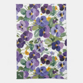 Monogrammed Violet Flowers  Bloemen Plantaardig Theedoek (Verticaal)