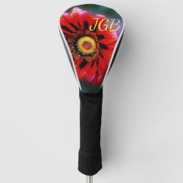 Monogrammed Vivid Red Flower Gazania Driver Putter Golfheadcover