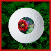 Monogrammed Vivid Red Flower Gazania Floral Golfballen