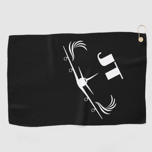 Monogrammed, Vliegtuig Vliegen, Eenvoudig, Minimal Golfhanddoek (Horizontaal)