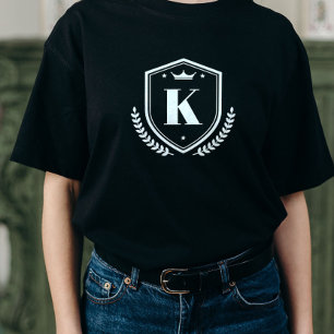 Monogrammed voornaam Initiaal Laurel Wreath Badge T-shirt