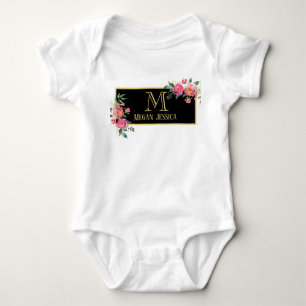 Monogrammed vrouw gepersonaliseerde naam baby meis romper