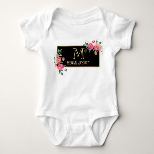 Monogrammed vrouw gepersonaliseerde naam baby meis romper (Voorkant)