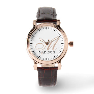 Monogrammed Vrouwen Roos Goud  Horloge Bruin