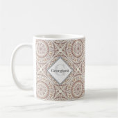 Monogrammed Warme Neutrals Dot Mandala Diamond Teg Koffiemok (Links)
