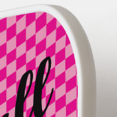 Monogrammed warme roze en roze controles pickleball paddle (Links Detail)