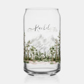 Monogrammed Watercolor Mountain and Forest Blikvorm Glas (Voorkant)