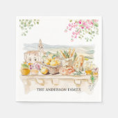 Monogrammed Watercolor Tuscany Mediterranean Italy Servet (Voorkant)