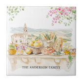 Monogrammed Watercolor Tuscany Mediterranean Italy Tegeltje (Voorkant)