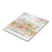 Monogrammed Watercolor Tuscany Mediterranean Italy Tegeltje (Zijkant)