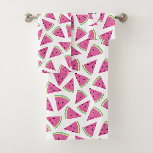 Monogrammed Watermelon Pattern Girls Bad Handdoek (Insitu)