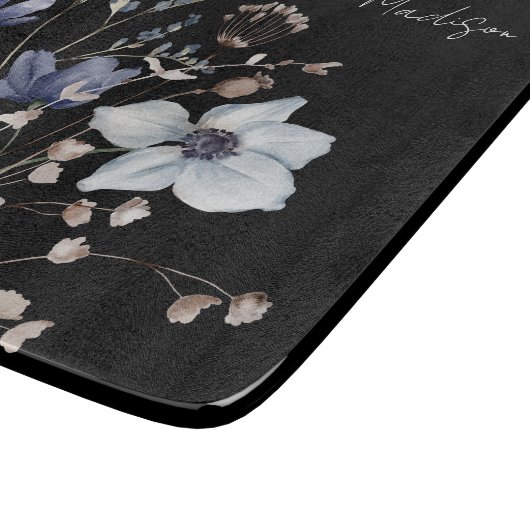 Monogrammed  Waterverf Blauwe Wildflower Snijplank (Hoek)