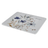 Monogrammed  Waterverf Blauwe Wildflower Snijplank (Hoek)