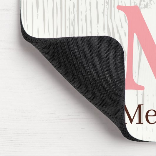 Monogrammed Waterverf Bloemen op Rustiek Wit Hout Muismat (Hoek)