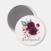 Monogrammed Waterverf  Boho Purple Flowers Magneet (Voorkant / Achterkant)