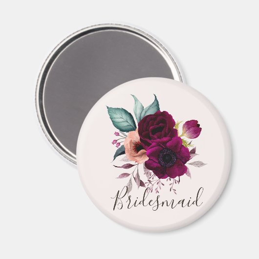 Monogrammed Waterverf  Boho Purple Flowers Magneet (Voorkant / Achterkant)