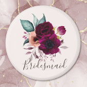 Monogrammed Waterverf Boho Purple Flowers Magneet