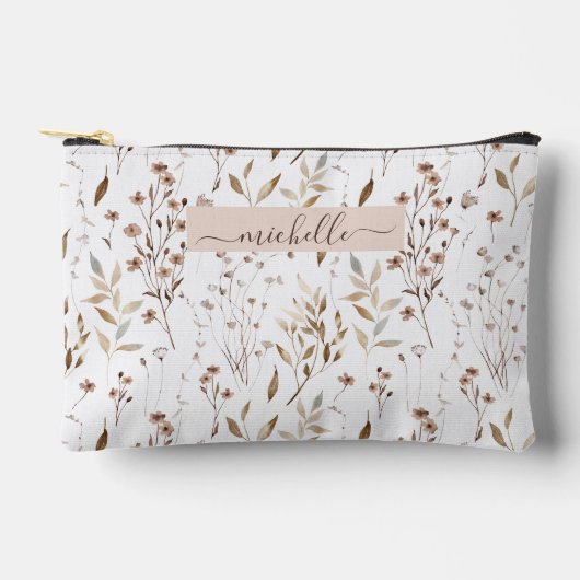 Monogrammed Waterverf Brown Floral Botanical Etui (Voorkant)
