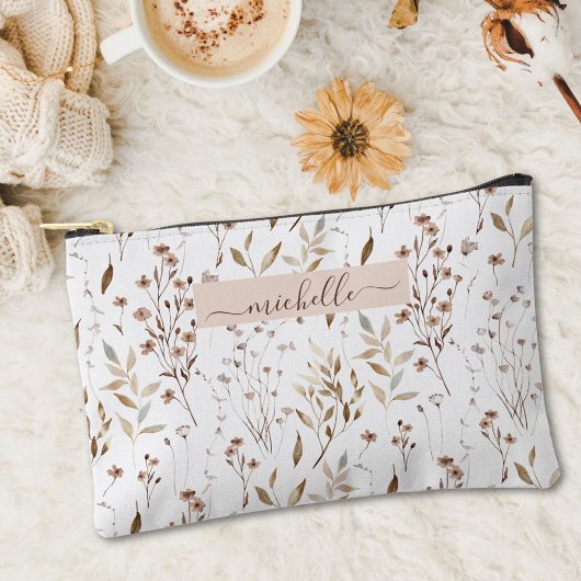 Monogrammed Waterverf Brown Floral Botanical Etui