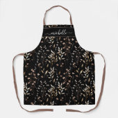 Monogrammed Waterverf Bruine Wildflowers Bladeren Schort (Voorkant)