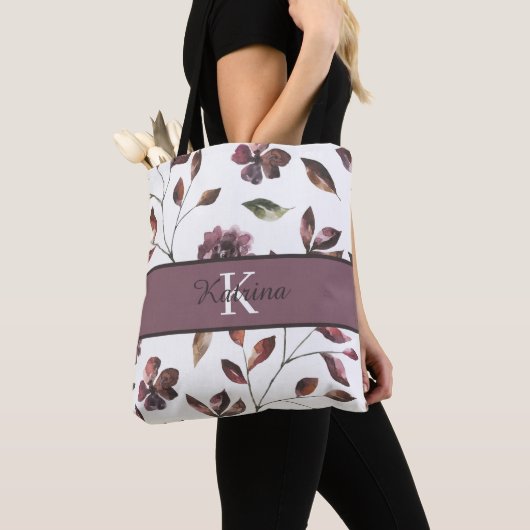 Monogrammed Waterverf Floral Canvas tas (Dichtbij)