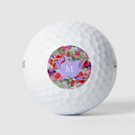  Monogrammed Waterverf Floral Golfballen (Voorkant)