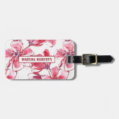 Monogrammed Waterverf Flowers Bagagelabel (Voorkant horizontaal)