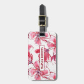 Monogrammed Waterverf Flowers Bagagelabel (Voorkant verticaal)