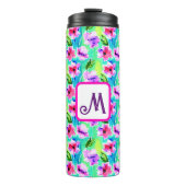 Monogrammed Waterverf Flowers Thermosbeker (Voorkant)