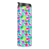 Monogrammed Waterverf Flowers Thermosbeker (Geroteerd rechts)