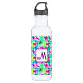Monogrammed Waterverf Flowers Waterfles (Voorkant)